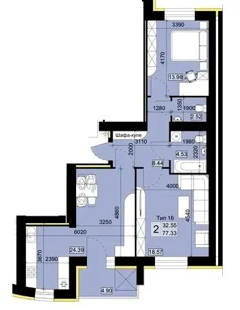 Мікрорайон Академічний — 77.3 м²