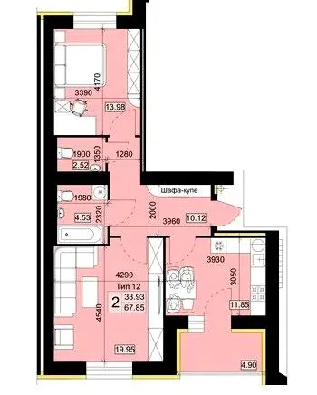 Мікрорайон Академічний — 67.9 м²
