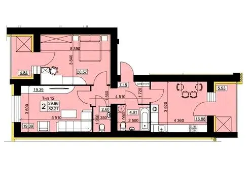 Мікрорайон Академічний — 82.3 м²