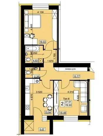 Мікрорайон Академічний — 78.5 м²
