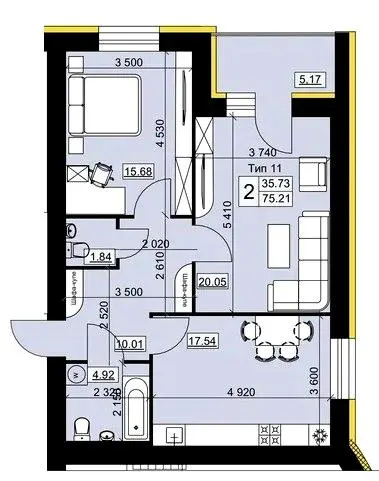 Мікрорайон Академічний — 75.2 м²