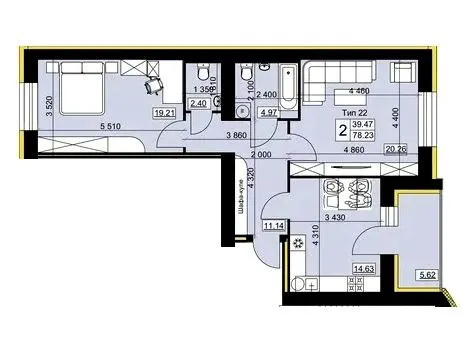 Мікрорайон Академічний — 78.2 м²