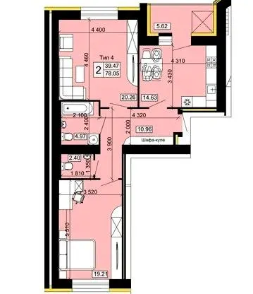 Мікрорайон Академічний — 78.1 м²