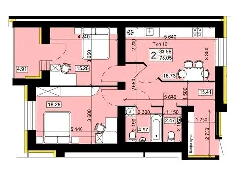 Мікрорайон Академічний — 78.1 м²
