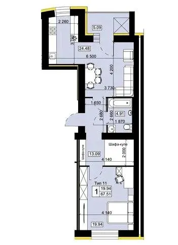 Мікрорайон Академічний — 67.5 м²