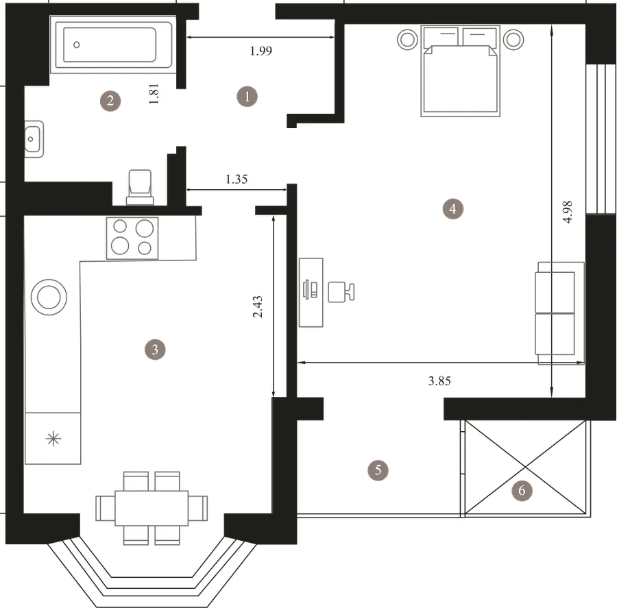 ЖК Гранд Бурже — 44.6 м²