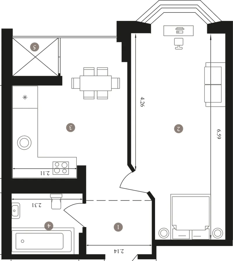 ЖК Гранд Бурже — 45.4 м²