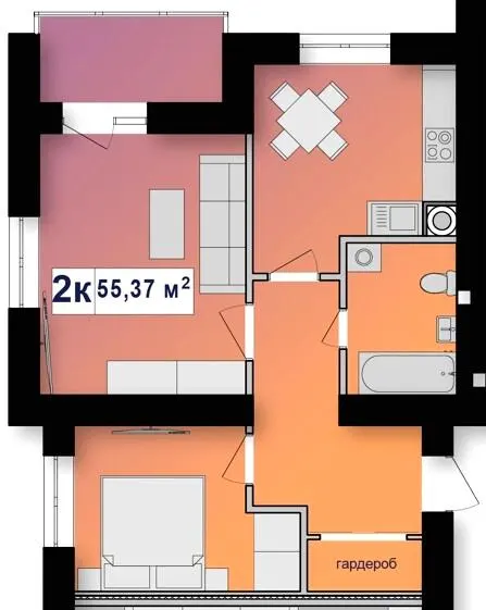 ЖК Афини — 55.4 м²