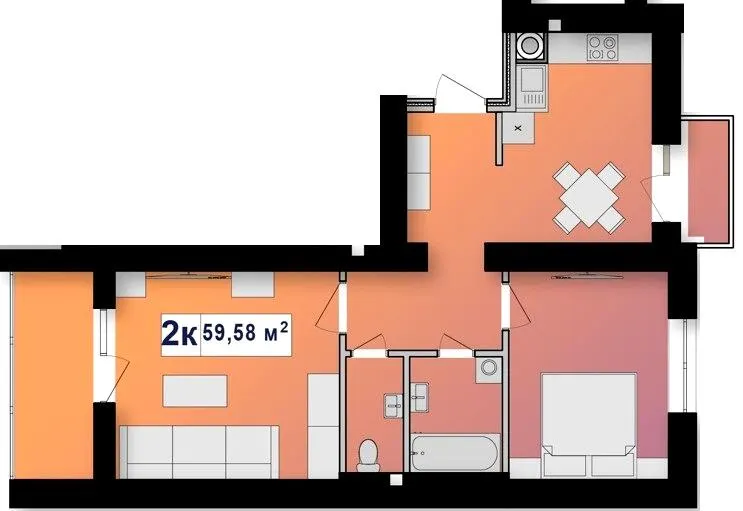 ЖК Афини — 59.6 м²