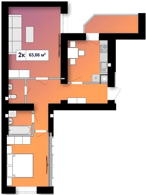 ЖК Афини — 63.7 м²