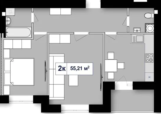ЖК Афини — 55.2 м²