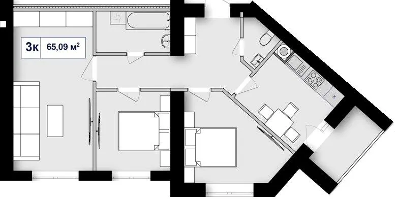 ЖК Афини — 65.1 м²