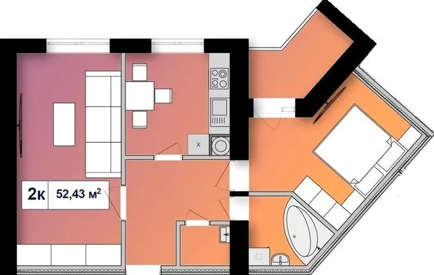 ЖК Афини — 52.4 м²