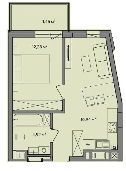 1-кімнатна квартира, 40 м², вул. Миколи Бобяка, 15д, Ужгород — фото 1