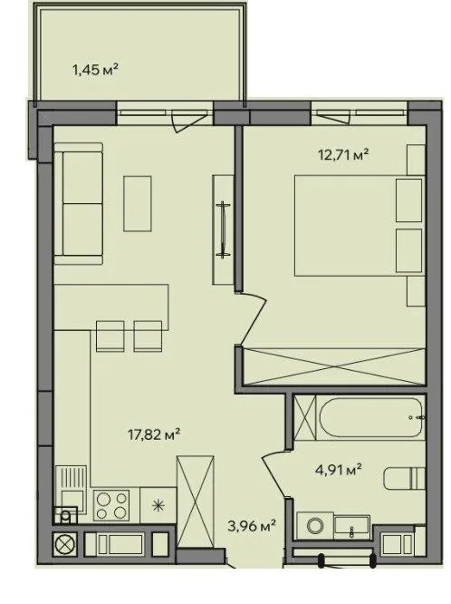 1-комнатная квартира, 41 м², вул. Миколи Бобяка, 15д, Ужгород — фото 1