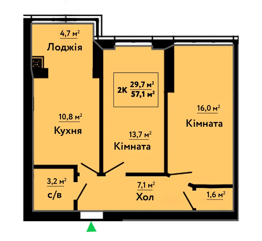 ЖК Львівський Затишок — 57.1 м²