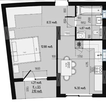 ЖК Набережний квартал — 42 м²