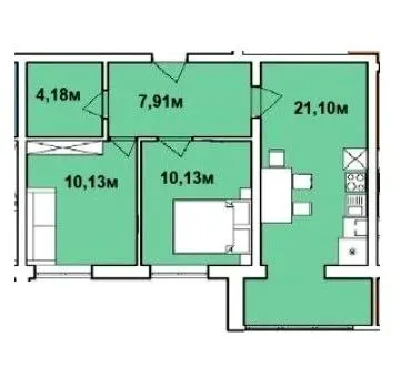 ЖК Площа Ринок — 52.6 м²