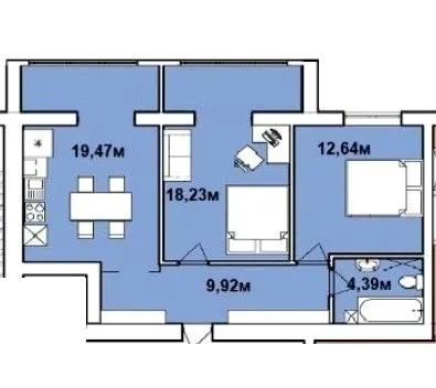 ЖК Площа Ринок — 63.3 м²