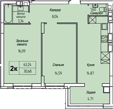 ЖК Панорама — 63.2 м²