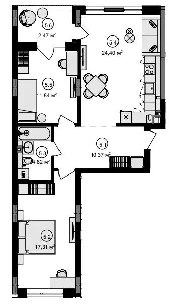 ЖК Eden Park — 71.2 м²