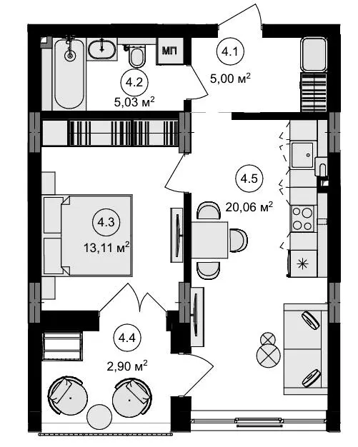 ЖК Eden Park — 46.1 м²