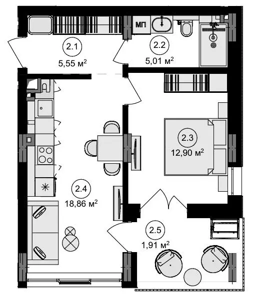 ЖК Eden Park — 44.2 м²