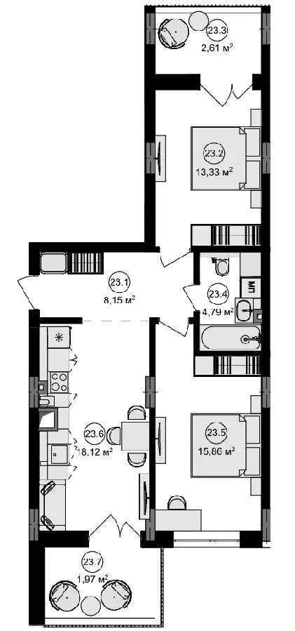 ЖК Eden Park — 64.8 м²