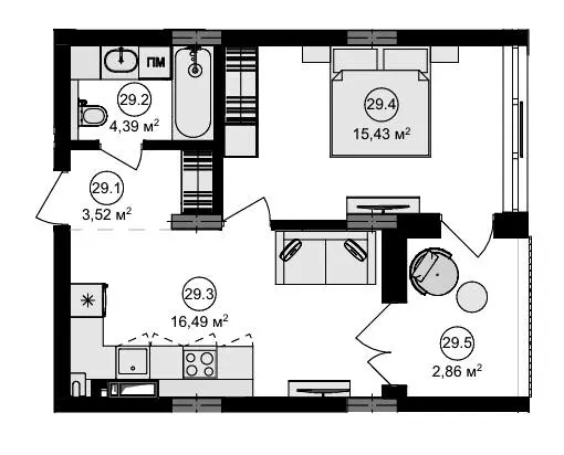 ЖК Eden Park — 42.5 м²