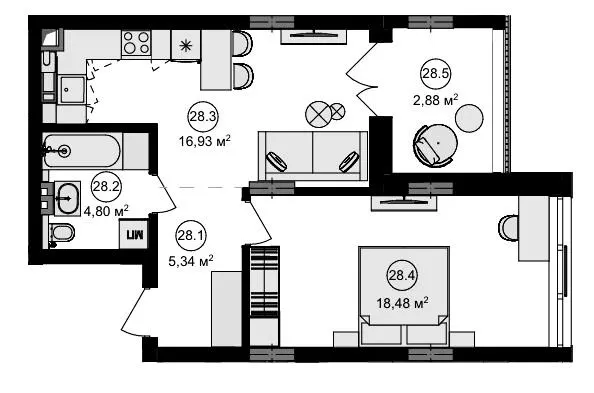 ЖК Eden Park — 48.4 м²