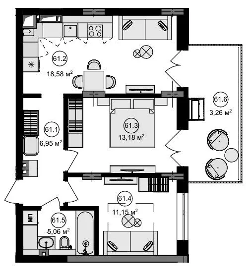 ЖК Eden Park — 58.2 м²