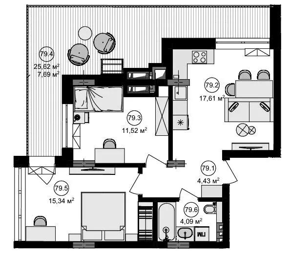 ЖК Eden Park — 60.7 м²