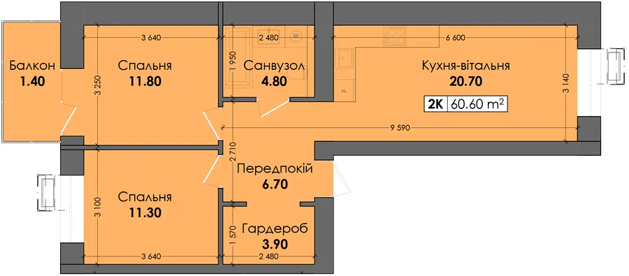 ЖК Нова Сторожниця — 60.6 м²