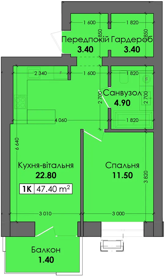 ЖК Нова Сторожниця — 47.4 м²