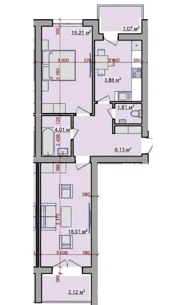 вул. Героїв АТО, 1 — 61.8 м²