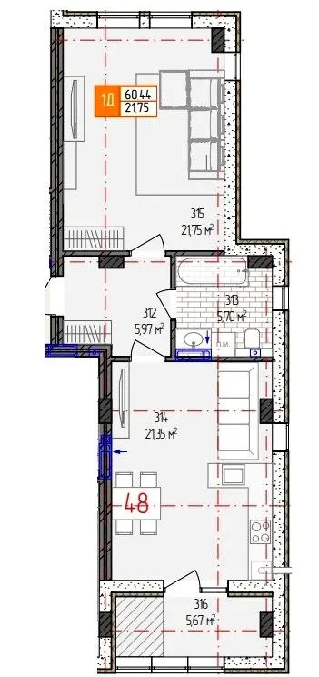 вул. Родіона Скалецького, 21 — 60.4 м²