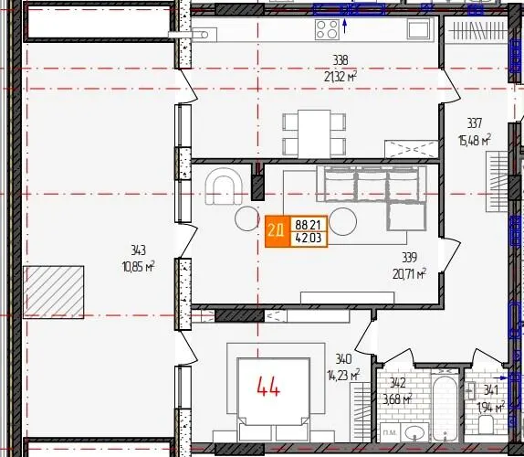 вул. Родіона Скалецького, 21 — 88.2 м²