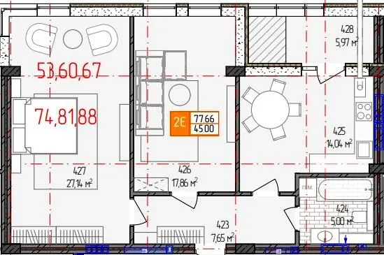 вул. Родіона Скалецького, 21 — 77.7 м²