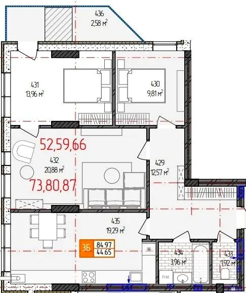 вул. Родіона Скалецького, 21 — 85 м²