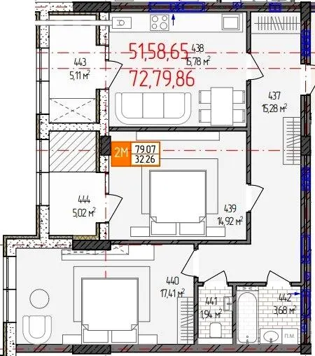 вул. Родіона Скалецького, 21 — 79.1 м²