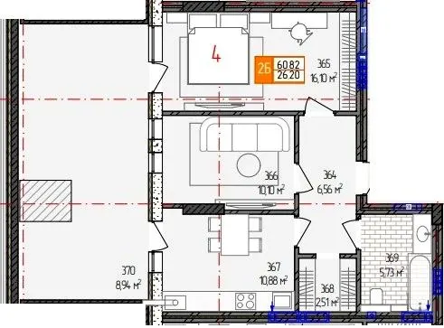 вул. Родіона Скалецького, 21 — 60.8 м²