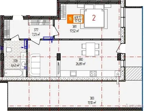 вул. Родіона Скалецького, 21 — 69.2 м²
