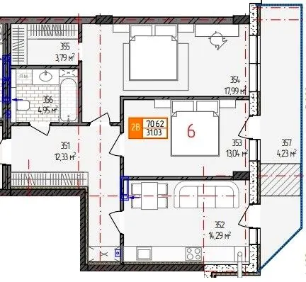 вул. Родіона Скалецького, 21 — 70.6 м²