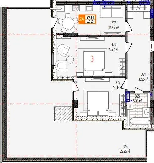 вул. Родіона Скалецького, 21 — 87.6 м²