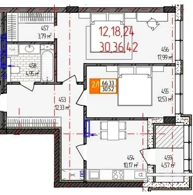 вул. Родіона Скалецького, 21 — 66.3 м²