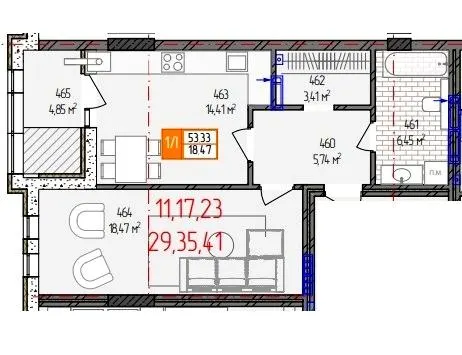 вул. Родіона Скалецького, 21 — 53.3 м²