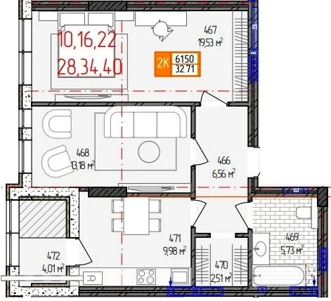 вул. Родіона Скалецького, 21 — 61.5 м²
