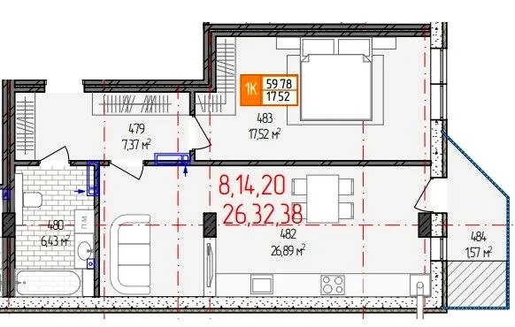 вул. Родіона Скалецького, 21 — 59.8 м²