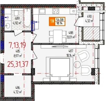 вул. Родіона Скалецького, 21 — 54.1 м²