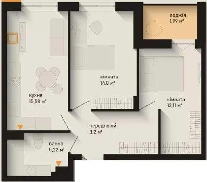 ЖК Noveli — 57.1 м²